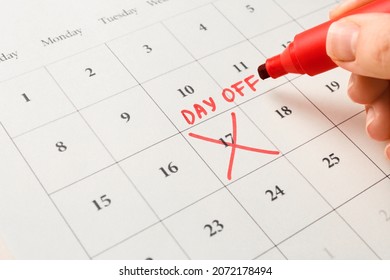 Woman Marking Day Off Calendar Closeup Stock Photo 2072178494 ...