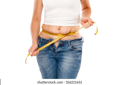 Woman measuring body 