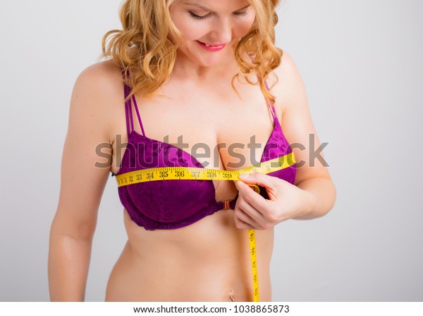 Woman Measuring Her Bra Size Stock Photo Edit Now