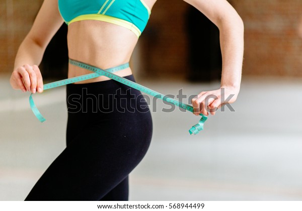 Woman Measuring Perfect Shape Beautiful Waist Stock Photo - 