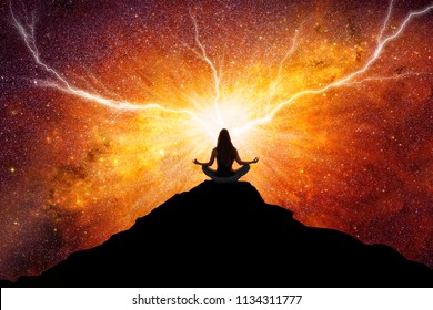 Woman Meditation Universe