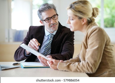 Woman Meeting Notary For Advice