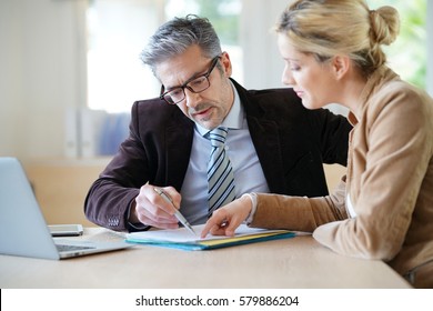 Woman Meeting Notary For Advice