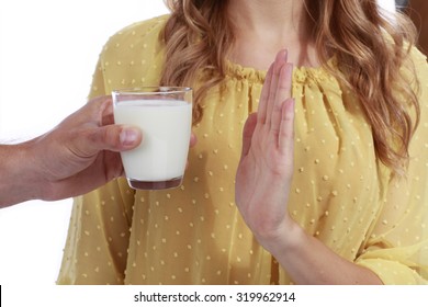 Woman With Milk Allergy Isolated