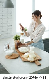 Woman With Milk. Proper Nutrition. High Quality Photo