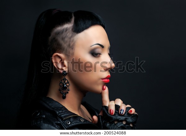 Woman Modern Unusual Haircut Shaved Sides Stock Photo Edit