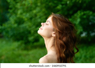 woman with nature green leaves beauty lifestyle model