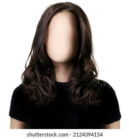 Woman with no face, empty clear face  Portrait of a woman without face  Identity concept