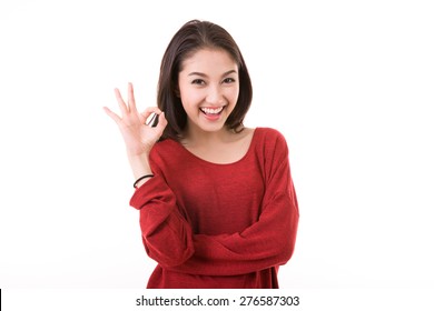Woman With Ok Hand Sign