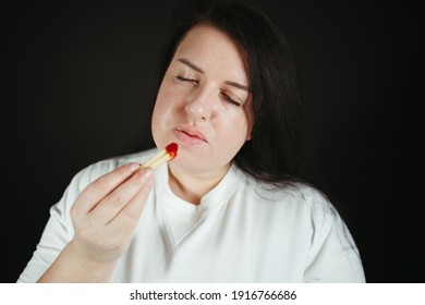 Woman On Diet Can't Resist Craving To Eat French Fries. Food Addiction, Diet Breakdown, Compulsive Overeating Concept