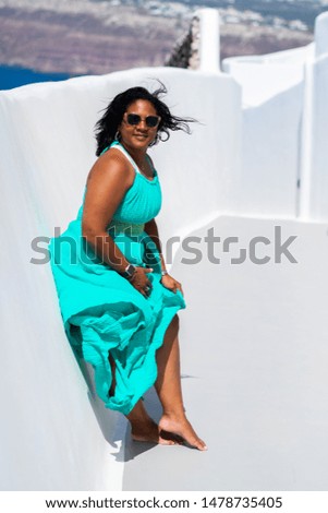 Similar – Brunette surfer woman with top holding surfboard