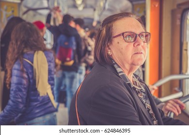 Woman On Public Bus