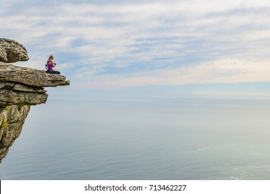 Woman On Top Of Table Mountain - Cape Town