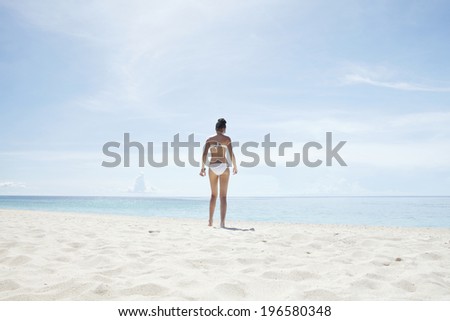 Woman on vacation in Boracay in Philippines