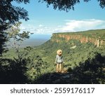 woman on a viewpoint to Morro do Gritador in Pedro II, Piauí