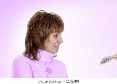 woman on a violet background