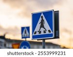 Woman on a zebra crossing traffic sign