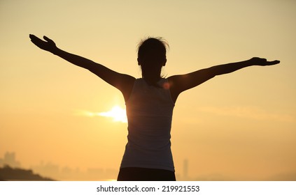 Happy Young Woman Enjoying Freedom Open Stock Photo (Edit Now) 1109812712