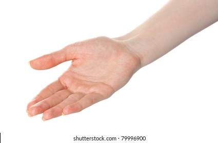 Woman Open Palm Offering Something