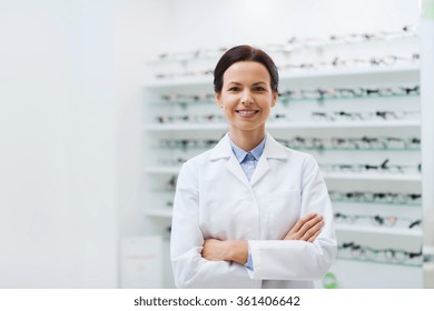 Woman Optician Over Glasses At Optics Store