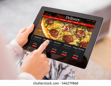 Woman Ordering Pizza Online