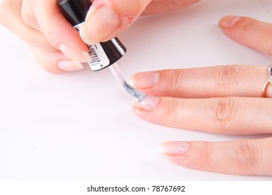 Woman Painting Nails To Yourself