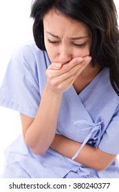 Woman Patient With Nausea Symptoms