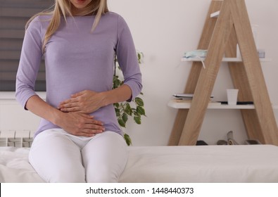 Woman patient waiting at doctor's office. Gynecology, period, female health care, digestive system, Urinary Tract Infections