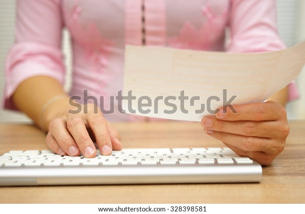 Woman Paying Electricity Bill Over Internet Stock Photo Edit Now