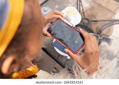 Woman photographing dessert with smart phone - Powered by Shutterstock