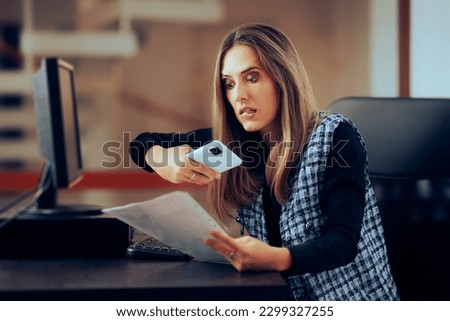 
Woman Photographing Secret Documents at Work Corporate Espionage Style. Businesswoman stealing company secrets being a whistle-blower
