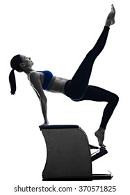 Woman Pilates Chair Exercises Fitness Isolated