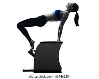 Woman Pilates Chair Exercises Fitness Isolated Stock Photo 469463294 ...