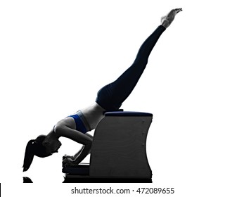 Woman Pilates Chair Exercises Fitness Isolated