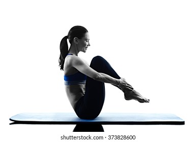 Woman Pilates Exercises Fitness Isolated