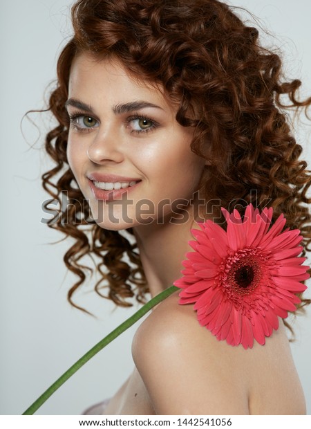 Woman Pink Flower Red Hair Beautiful People Beauty Fashion