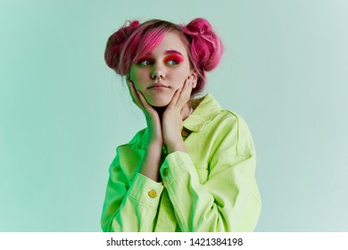 Woman Pink Hair Eyebrows Fashion Beauty Stock Photo 1421384198 ...