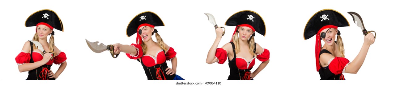 Woman Pirate Isolated On White