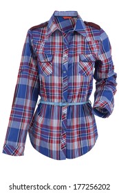Woman plaid shirt isolated on a white background