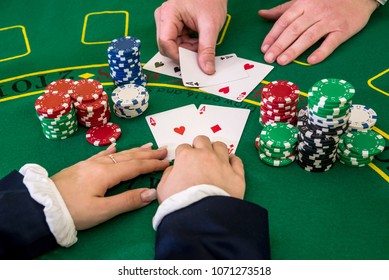 Woman Play With Dealer, Black Jack, Casino