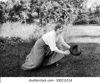 Woman Playing Baseball