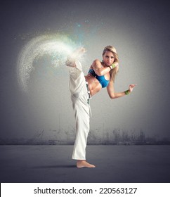 Woman Playing Capoeira With Motion Effect