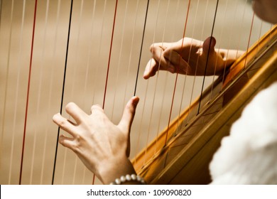 Woman Playing The Harp