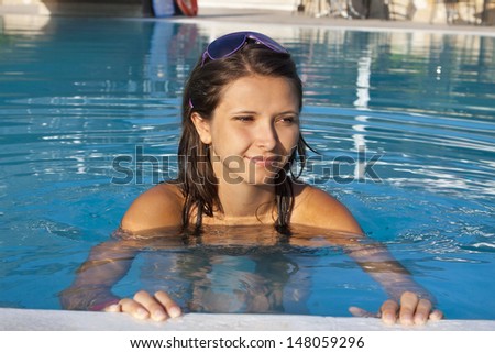 woman in a pool