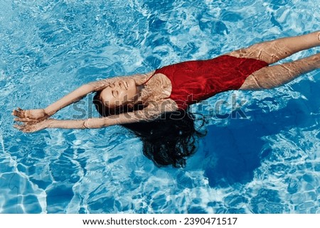 Woman pool bikini beauty water blue summer person young swim body female swimmer vacation