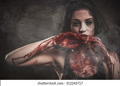 Woman Possessed as a zombie or demon