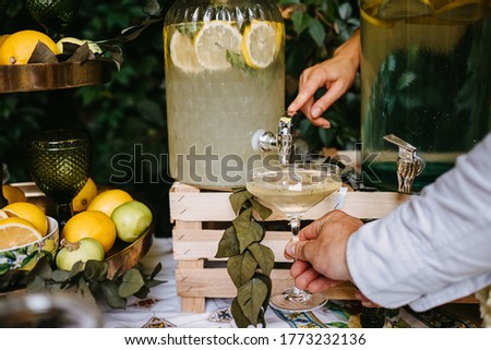 Similar – Freunde am Tisch mit frischer Limonade, die Spaß macht.