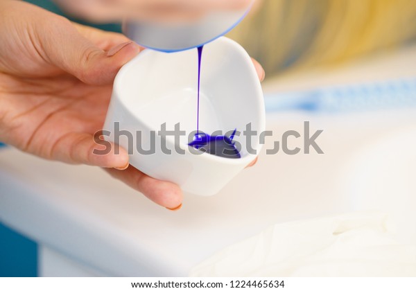 Woman Pouring Purple Hair Dye Shampoo Stock Photo Edit Now