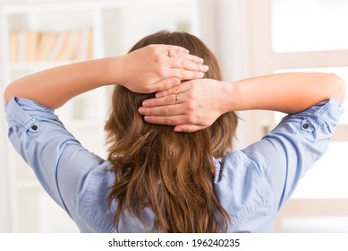 Woman Practicing Self Reiki Transfering Energy Through Palms, A Kind Of Energy Medicine.