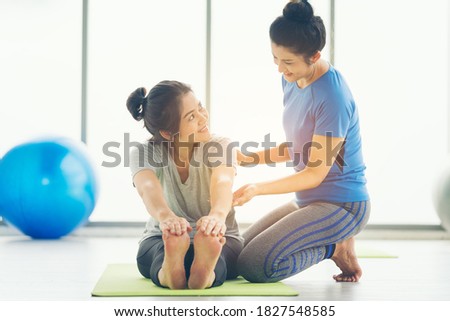woman practicing yoga working out, wearing sportswear, Calmness and relax, female happiness.